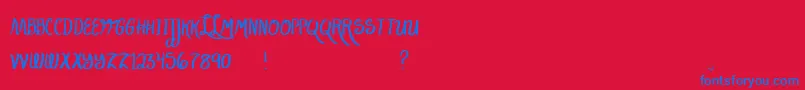 フォントLakeScript – 赤い背景に青い文字