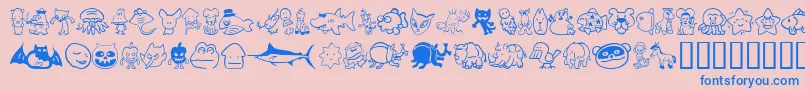 Sakabe Animal02 Font – Blue Fonts on Pink Background