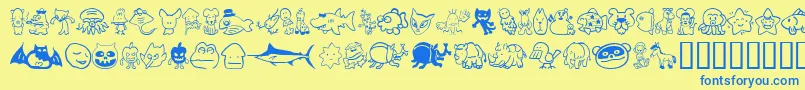 Sakabe Animal02 Font – Blue Fonts on Yellow Background
