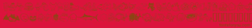 Sakabe Animal02-Schriftart – Braune Schriften auf rotem Hintergrund