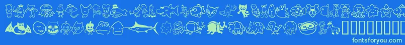 Sakabe Animal02 Font – Green Fonts on Blue Background