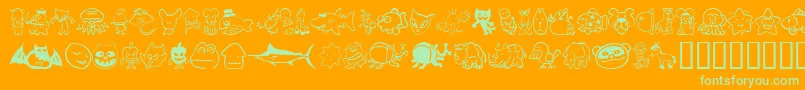 Sakabe Animal02-Schriftart – Grüne Schriften auf orangefarbenem Hintergrund