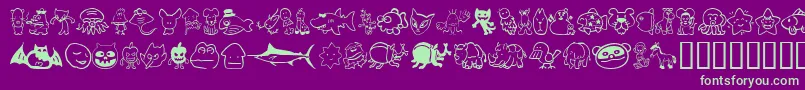 Sakabe Animal02-Schriftart – Grüne Schriften auf violettem Hintergrund