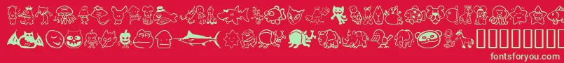フォントSakabe Animal02 – 赤い背景に緑の文字