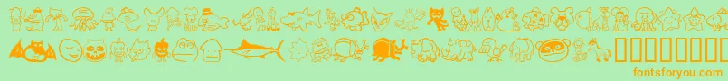 Sakabe Animal02 Font – Orange Fonts on Green Background