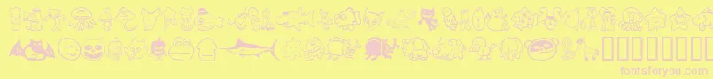 Sakabe Animal02 Font – Pink Fonts on Yellow Background