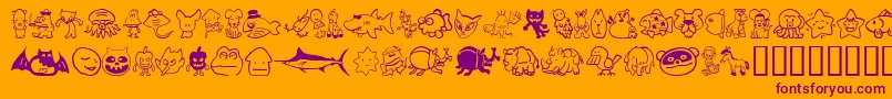 Sakabe Animal02 Font – Purple Fonts on Orange Background