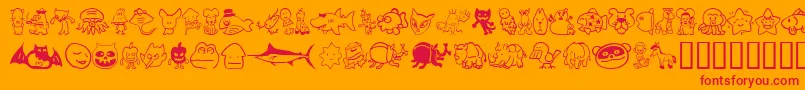 Czcionka Sakabe Animal02 – czerwone czcionki na pomarańczowym tle