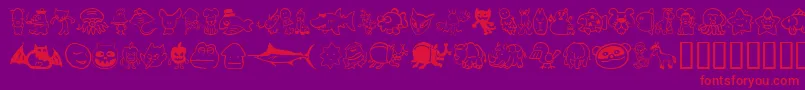 Sakabe Animal02-Schriftart – Rote Schriften auf violettem Hintergrund