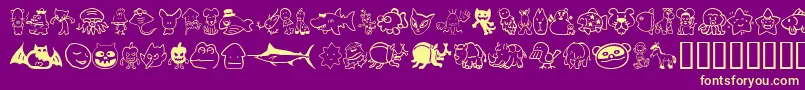 Sakabe Animal02 Font – Yellow Fonts on Purple Background