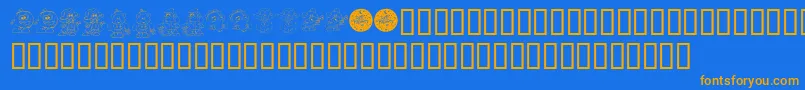 Fonte KrLilWeenDings – fontes laranjas em um fundo azul