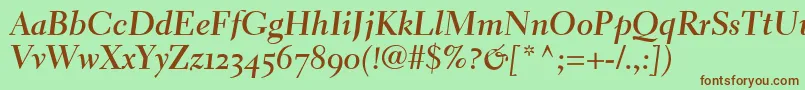 Шрифт ElectraLhBoldCursiveOldstyleFigures – коричневые шрифты на зелёном фоне