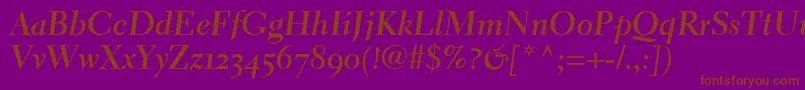 フォントElectraLhBoldCursiveOldstyleFigures – 紫色の背景に茶色のフォント