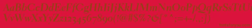 ElectraLhBoldCursiveOldstyleFigures-Schriftart – Braune Schriften auf rotem Hintergrund