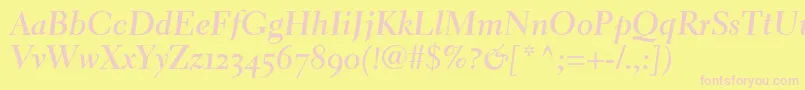 ElectraLhBoldCursiveOldstyleFigures-fontti – vaaleanpunaiset fontit keltaisella taustalla
