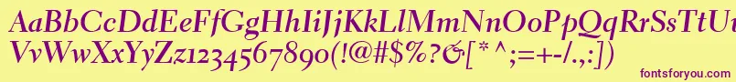 ElectraLhBoldCursiveOldstyleFigures Font – Purple Fonts on Yellow Background