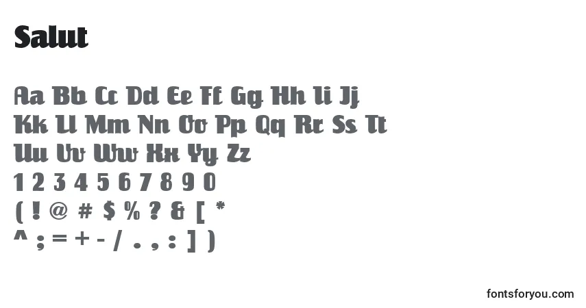 Fuente Salut - alfabeto, números, caracteres especiales