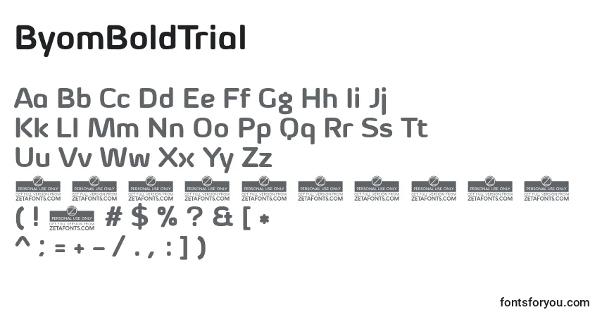 Schriftart ByomBoldTrial – Alphabet, Zahlen, spezielle Symbole