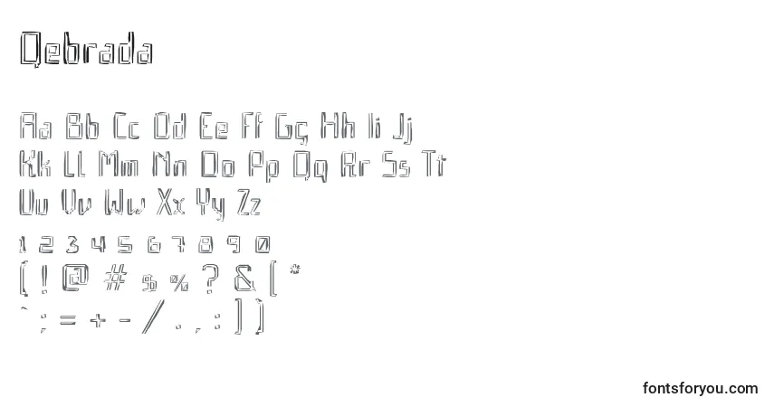 Schriftart Qebrada – Alphabet, Zahlen, spezielle Symbole