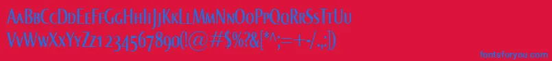 NormaComprSmallcaps-fontti – siniset fontit punaisella taustalla