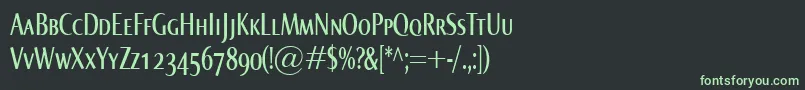 フォントNormaComprSmallcaps – 黒い背景に緑の文字