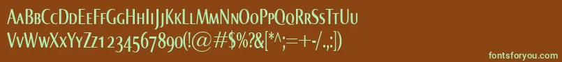 NormaComprSmallcaps Font – Green Fonts on Brown Background