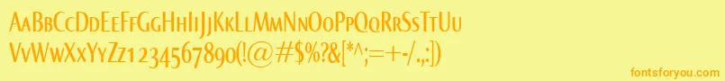 フォントNormaComprSmallcaps – オレンジの文字が黄色の背景にあります。