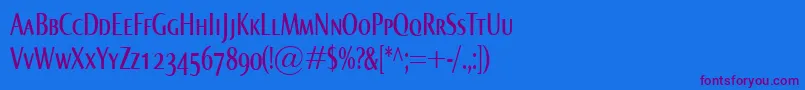 NormaComprSmallcaps-Schriftart – Violette Schriften auf blauem Hintergrund