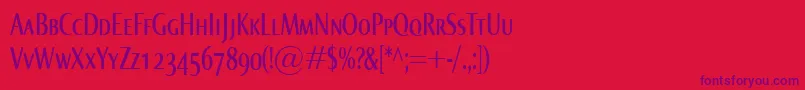 NormaComprSmallcaps-fontti – violetit fontit punaisella taustalla