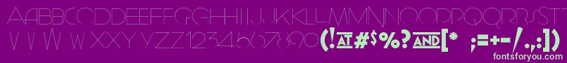 GeomancyHairline-Schriftart – Grüne Schriften auf violettem Hintergrund