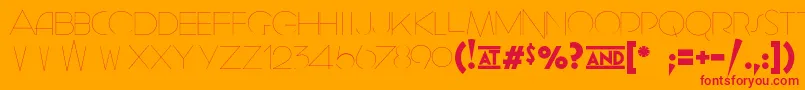 GeomancyHairline-Schriftart – Rote Schriften auf orangefarbenem Hintergrund