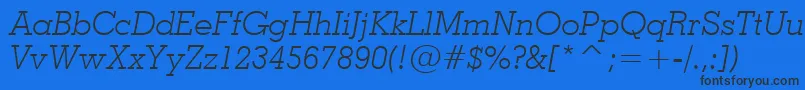 GeometricSlabserif703LightItalicBt-Schriftart – Schwarze Schriften auf blauem Hintergrund