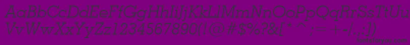 フォントGeometricSlabserif703LightItalicBt – 紫の背景に黒い文字
