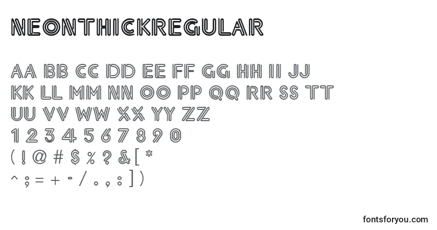 A fonte NeonthickRegular – alfabeto, números, caracteres especiais