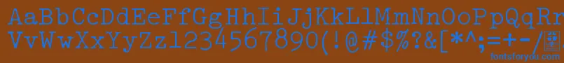 Шрифт TypowriterDistressedDemo – синие шрифты на коричневом фоне