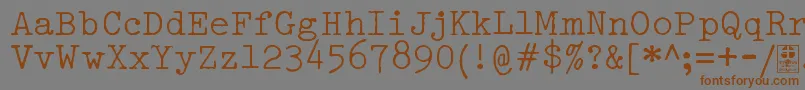 フォントTypowriterDistressedDemo – 茶色の文字が灰色の背景にあります。