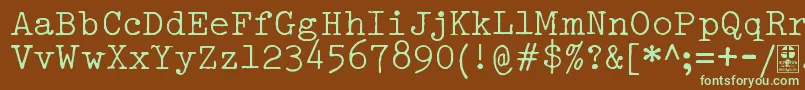 Шрифт TypowriterDistressedDemo – зелёные шрифты на коричневом фоне