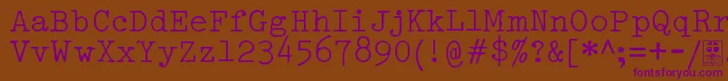 Шрифт TypowriterDistressedDemo – фиолетовые шрифты на коричневом фоне
