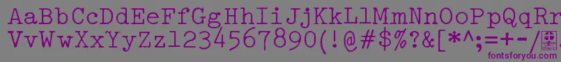 Шрифт TypowriterDistressedDemo – фиолетовые шрифты на сером фоне