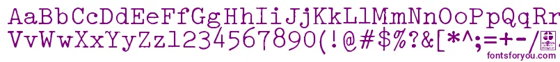Шрифт TypowriterDistressedDemo – фиолетовые шрифты на белом фоне