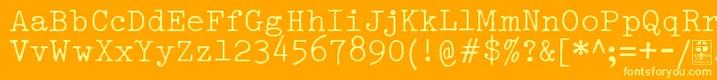 TypowriterDistressedDemo-Schriftart – Gelbe Schriften auf orangefarbenem Hintergrund