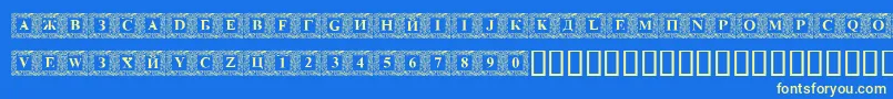 DsinitialsNormal-Schriftart – Gelbe Schriften auf blauem Hintergrund