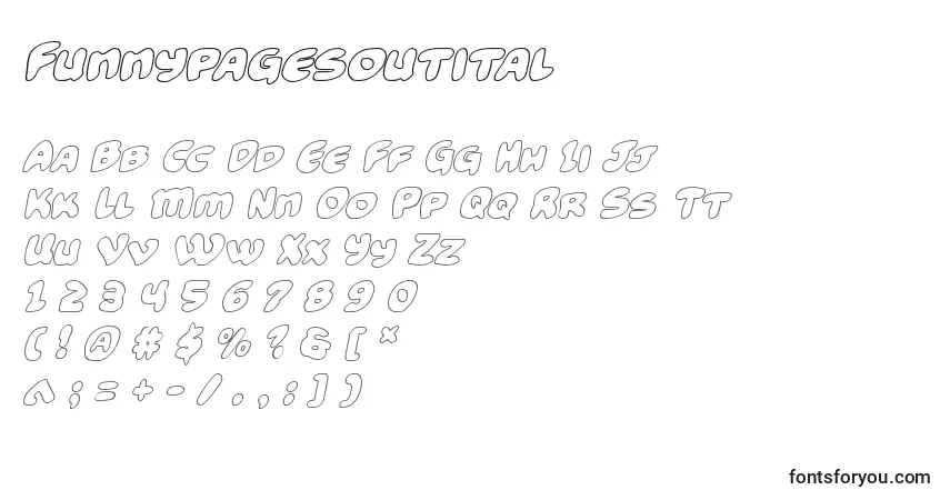 Funnypagesoutital Font – alphabet, numbers, special characters