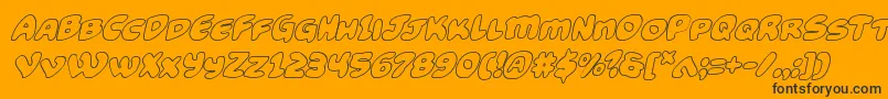 Funnypagesoutital-Schriftart – Schwarze Schriften auf orangefarbenem Hintergrund