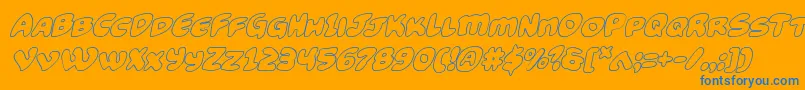 Funnypagesoutital-Schriftart – Blaue Schriften auf orangefarbenem Hintergrund