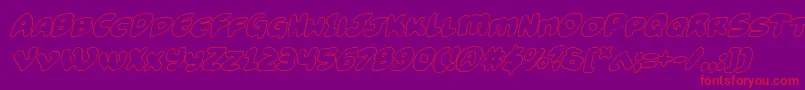 Funnypagesoutital-Schriftart – Rote Schriften auf violettem Hintergrund