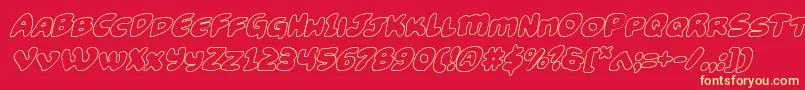 Fonte Funnypagesoutital – fontes amarelas em um fundo vermelho
