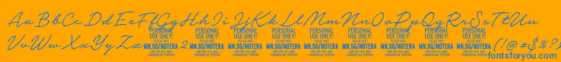 Notera2lightPersonal-Schriftart – Blaue Schriften auf orangefarbenem Hintergrund