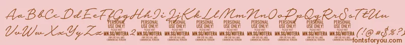 Notera2lightPersonal Font – Brown Fonts on Pink Background