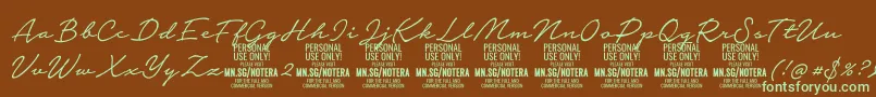 Notera2lightPersonal Font – Green Fonts on Brown Background